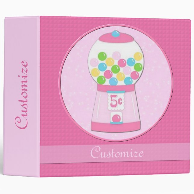 Personalized Pink Bubblegum Machine Binder (Front/Spine)