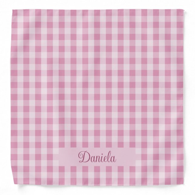 Personalized Pink Buffalo Check Plaid Bandana (Front)