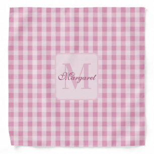 Personalized Pink Buffalo Check Plaid Monogram Bandana