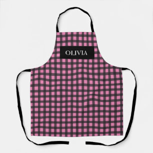 Personalized Pink Buffalo Plaid Kitchen Apron