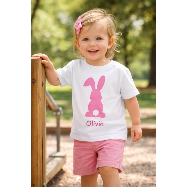 Personalized Pink Bunny - Custom Name Cute Rabbit  Baby T-Shirt (Creator Uploaded)