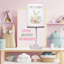 Personalized Pink Bunny Floral Home Decor Table Lamp