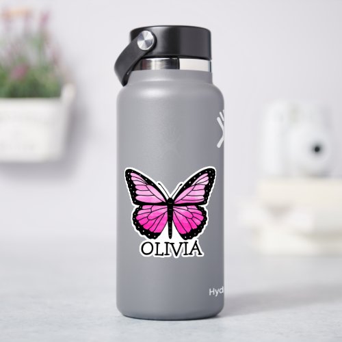 Personalized  Pink Butterfly Girls Name   Sticker