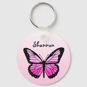 Personalized Pink Butterfly Keychain