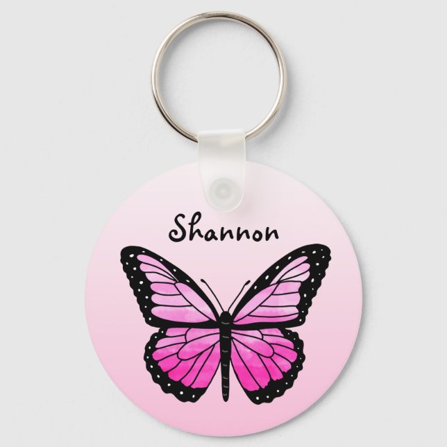 Personalized Pink Butterfly  Keychain (Front)