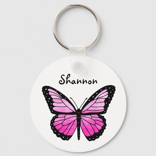 Personalized Pink Butterfly  Keychain (Front)