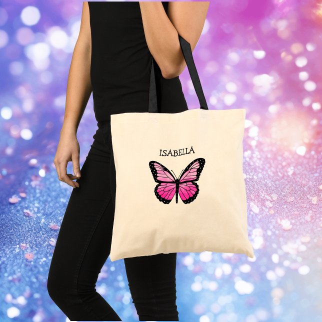 Personalized Pink Butterfly   Tote Bag (Creator Uploaded)