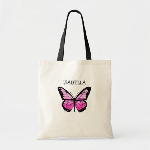 Personalized Pink Butterfly   Tote Bag