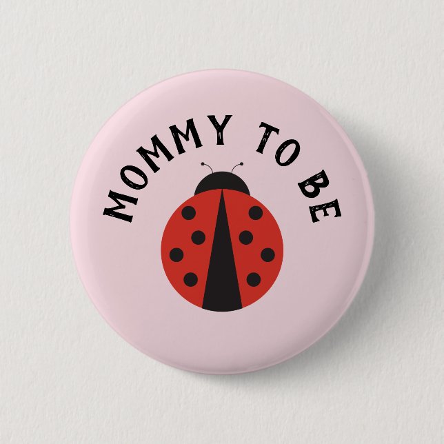Personalized pink button for ladybug baby shower (Front)