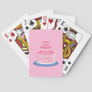 Personalized Pink Cake Poker Cards