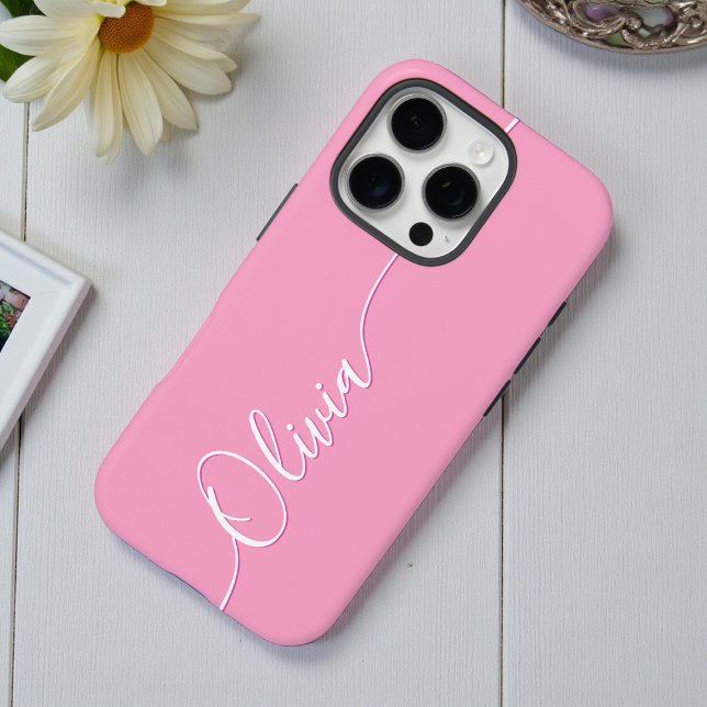 Personalized Pink Calligraphy Script Name Case-Mate iPhone Case (Creator Uploaded)