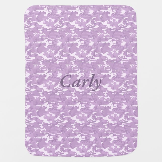 Personalized Pink Camo Baby Blanket With Name (Front)