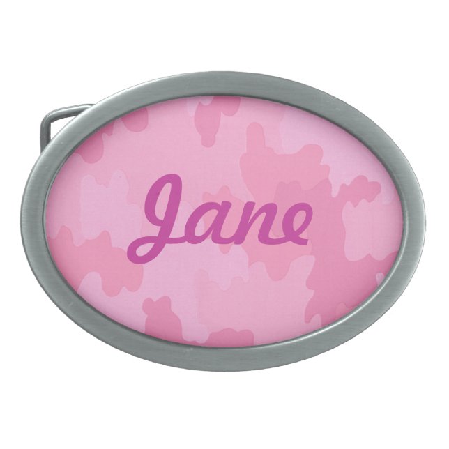 Personalized Pink Camouflage Belt Buckle (Front)