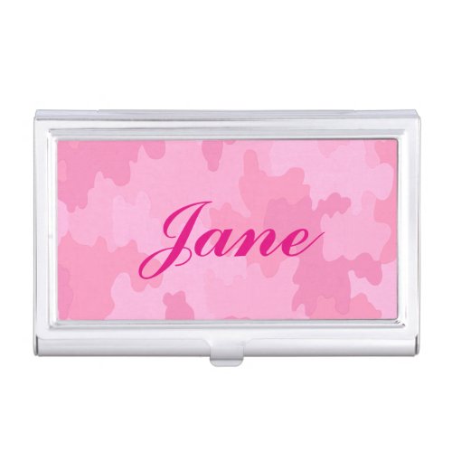 Personalized Pink Camouflage Business Card Holder