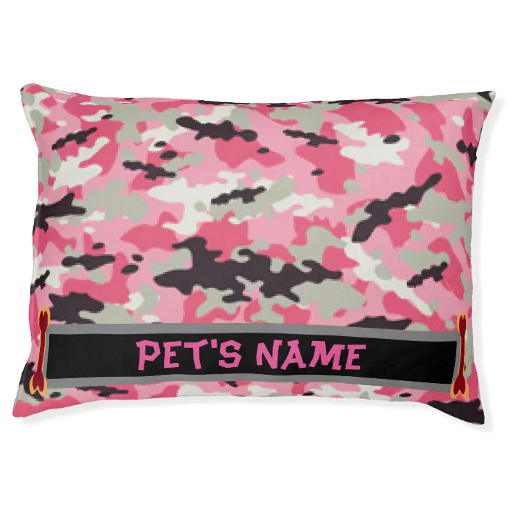 Personalized Pink Camouflage Dog Bed, Large Pet Bed Zazzle