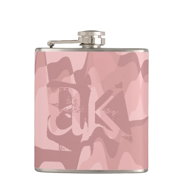 Personalized Pink Camouflage Electric Pattern Flask (Front)