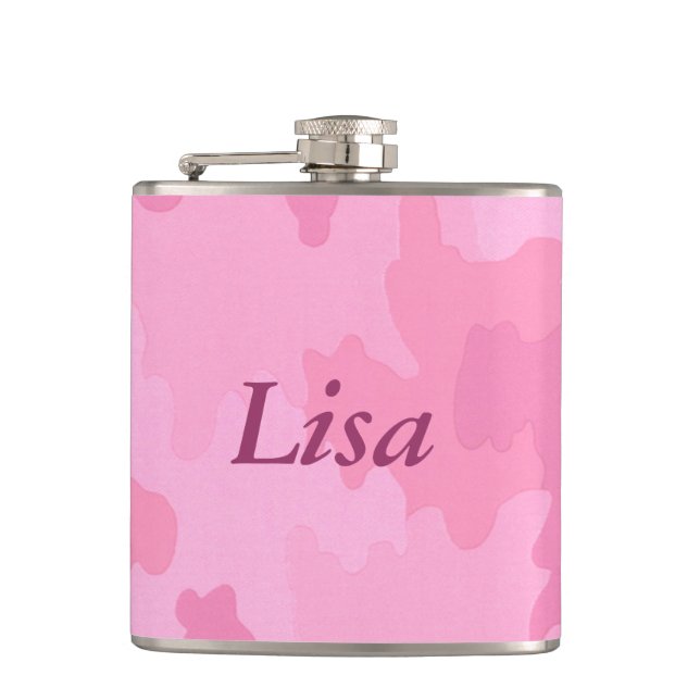 Personalized Pink Camouflage Flask (Front)