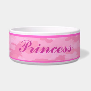 Personalized Pink Camouflage Pet Bowl