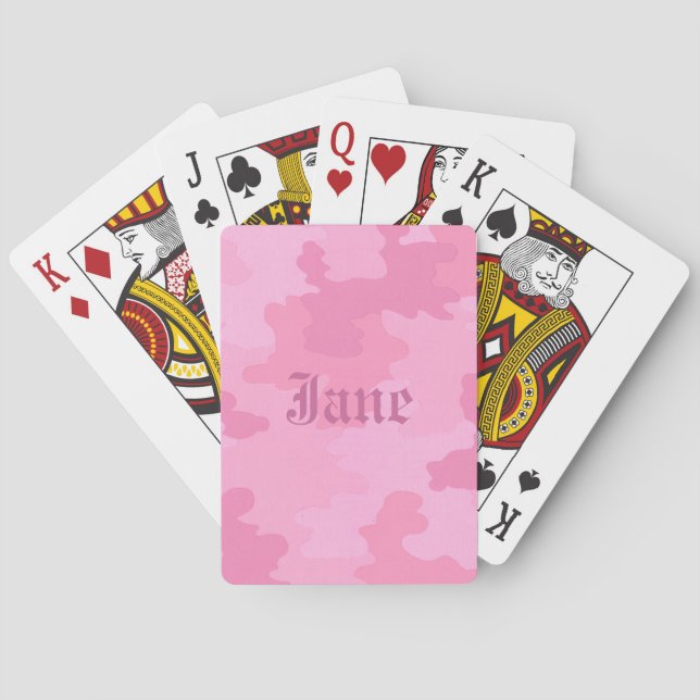 Personalized Pink Camouflage Playing Cards (Back)
