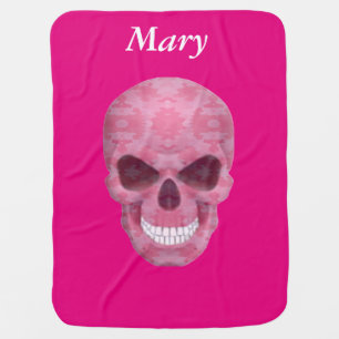 Personalized Pink Camouflage Skull Baby Blanket