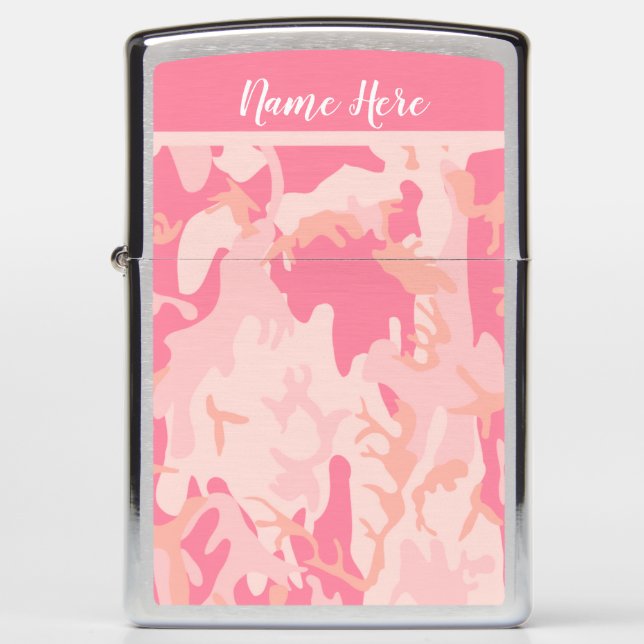 Personalized Pink Camp Zippo Lighters (Front)