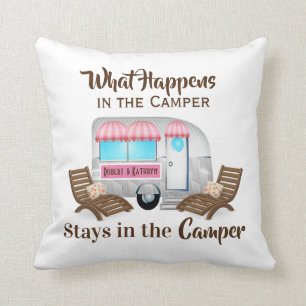 Personalized Pink Camper Pillow
