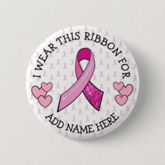 Personalized Pink Cancer Button