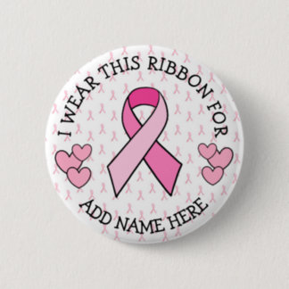 Personalized Pink Cancer Button