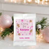 Personalized Pink Candy Gingerbread Santa Cocoa