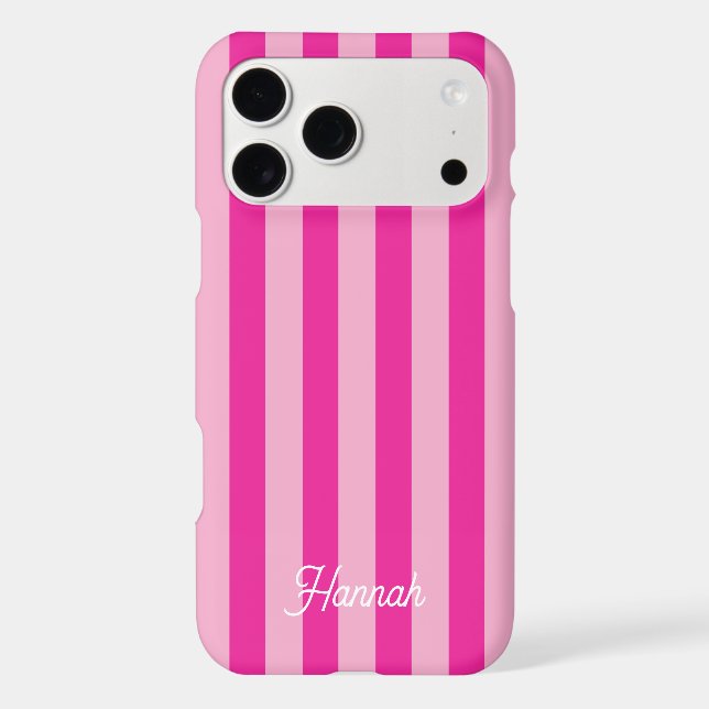 Personalized Pink Candy Stripes Iphone Case (Back)
