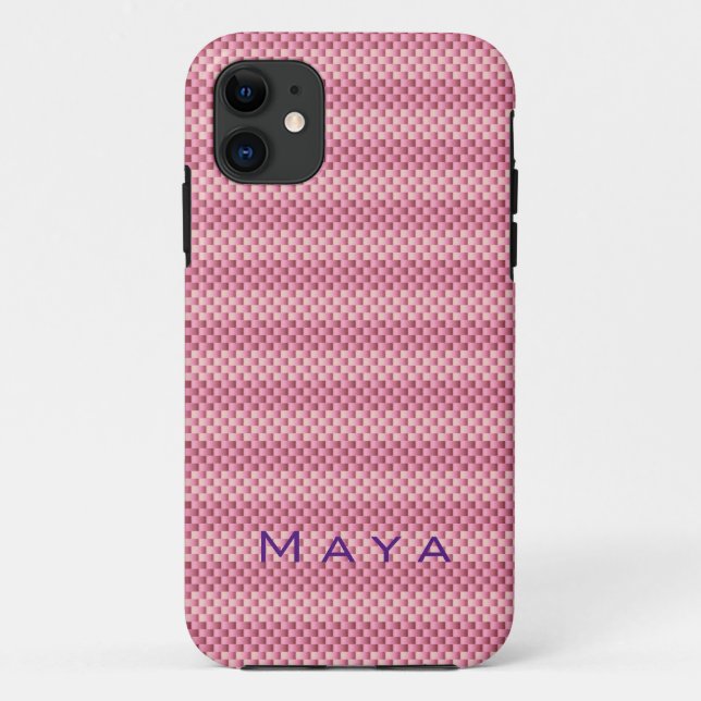 Personalized Pink carbon fiber patterned Case-Mate iPhone Case (Back)