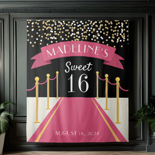 Personalized Pink Carpet Theme Sweet 16 Backdrop