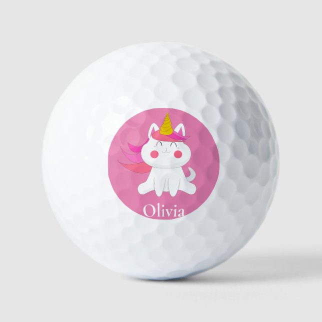 Personalized Pink Caticorn   Golf Balls (Front)