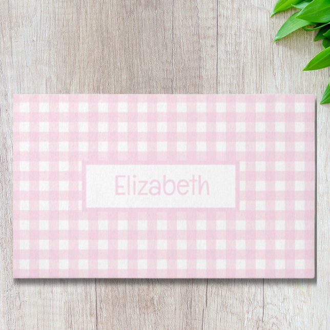 Personalized Pink Check Kids Room Rug (Creator Uploaded)