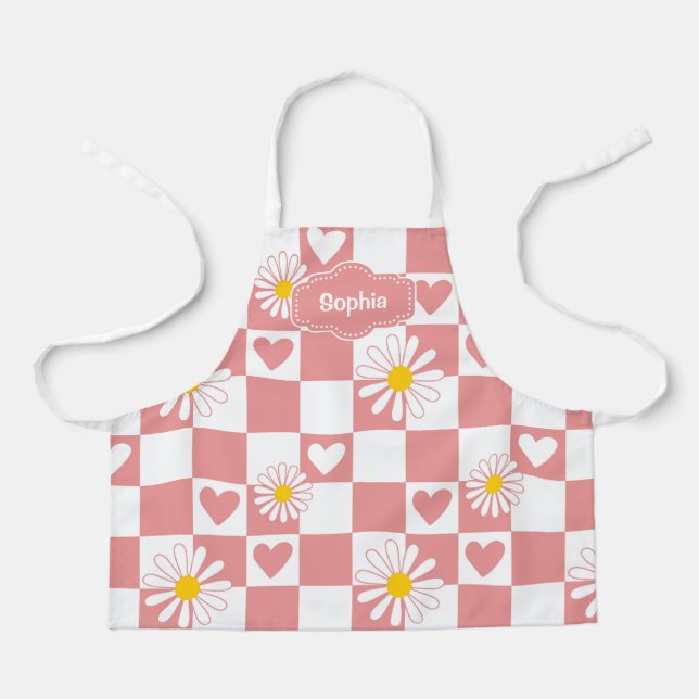 Personalized Pink Checkered Apron (Front)