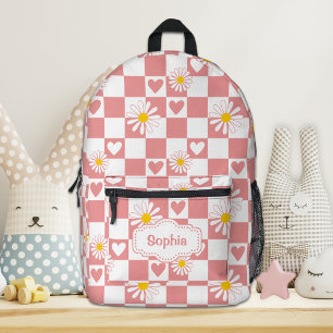 Personalized Pink Checkered Backpack