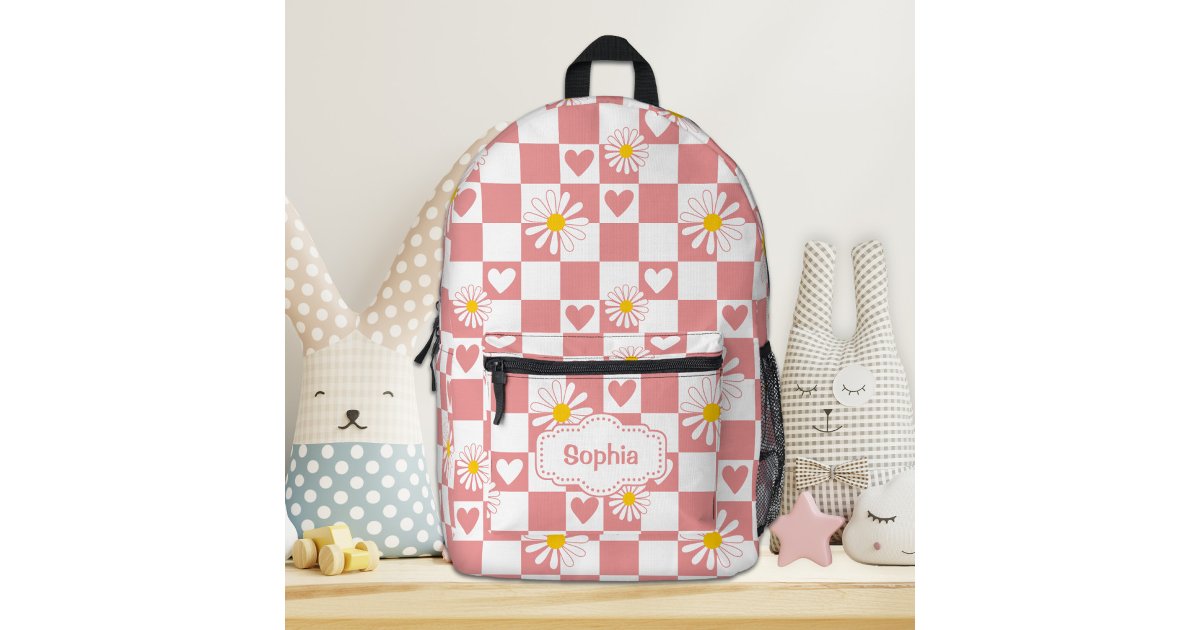 Personalized Pink Checkered Backpack | Zazzle