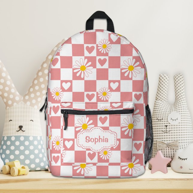 Personalized Pink Checkered Backpack (Creator Uploaded)
