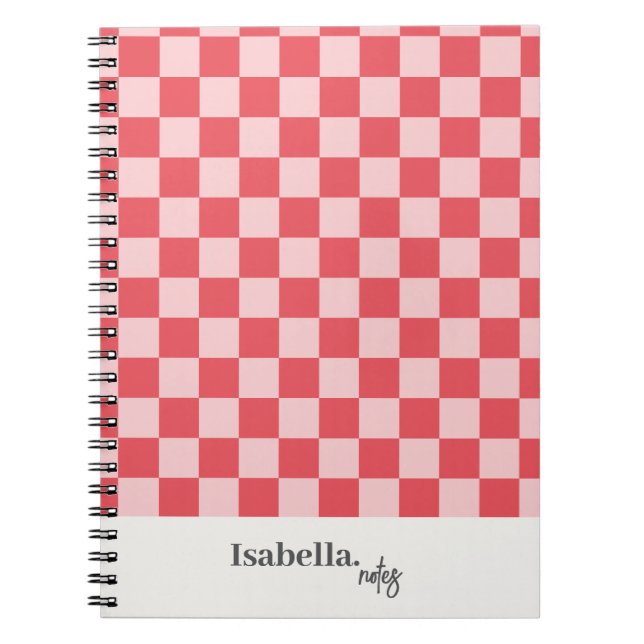 Personalized Pink Checkered Notes Notebook (Front)