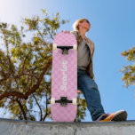 Personalized Pink Checks Skateboard<br><div class="desc">A trendy pink checkerboard design that can be personalized with a name or initials.</div>