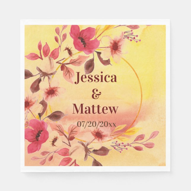 Personalized Pink Cherry Blossoms Paper Napkin (Front)