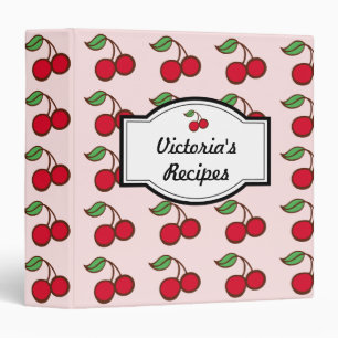 Personalized Pink Cherry Recipe Binder