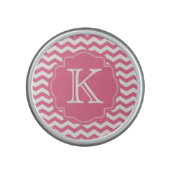 Personalized Pink Chevron Zigzag Monogram Speaker (Front)