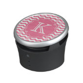 Personalized Pink Chevron Zigzag Monogram Speaker (Side)