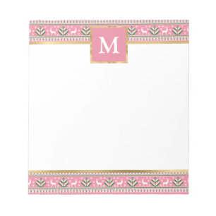 Personalized Pink Christmas Fair Isle Notepad