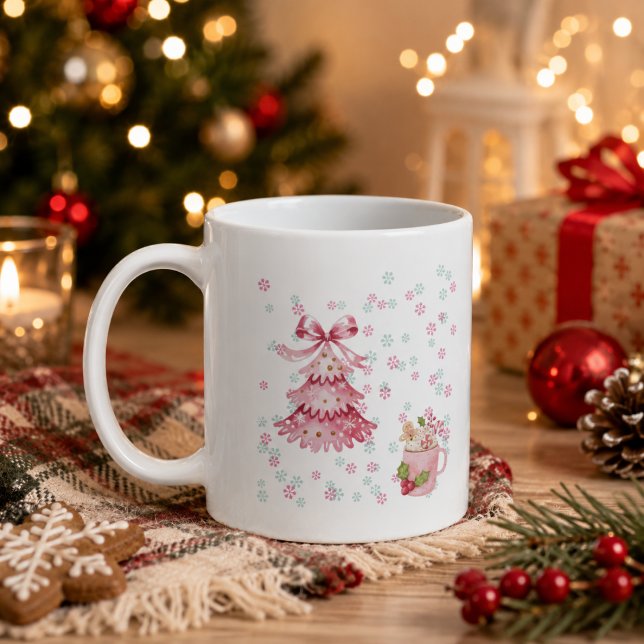 Personalized Pink Christmas Tree Mug (Creator Uploaded)
