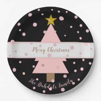 Personalized Pink Christmas Tree Snow Flurry Night