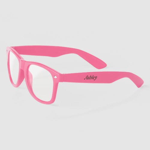 Personalized pink clear lense sunglasses