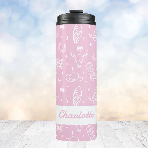 Personalized Pink Coastal Cowgirl Bachelorette Thermal Tumbler