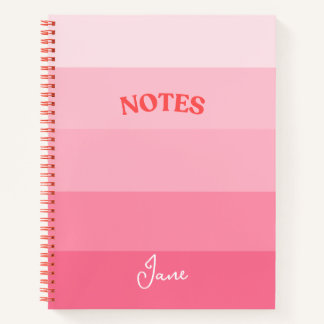 Personalized Pink Colorblock Spiral Notebook